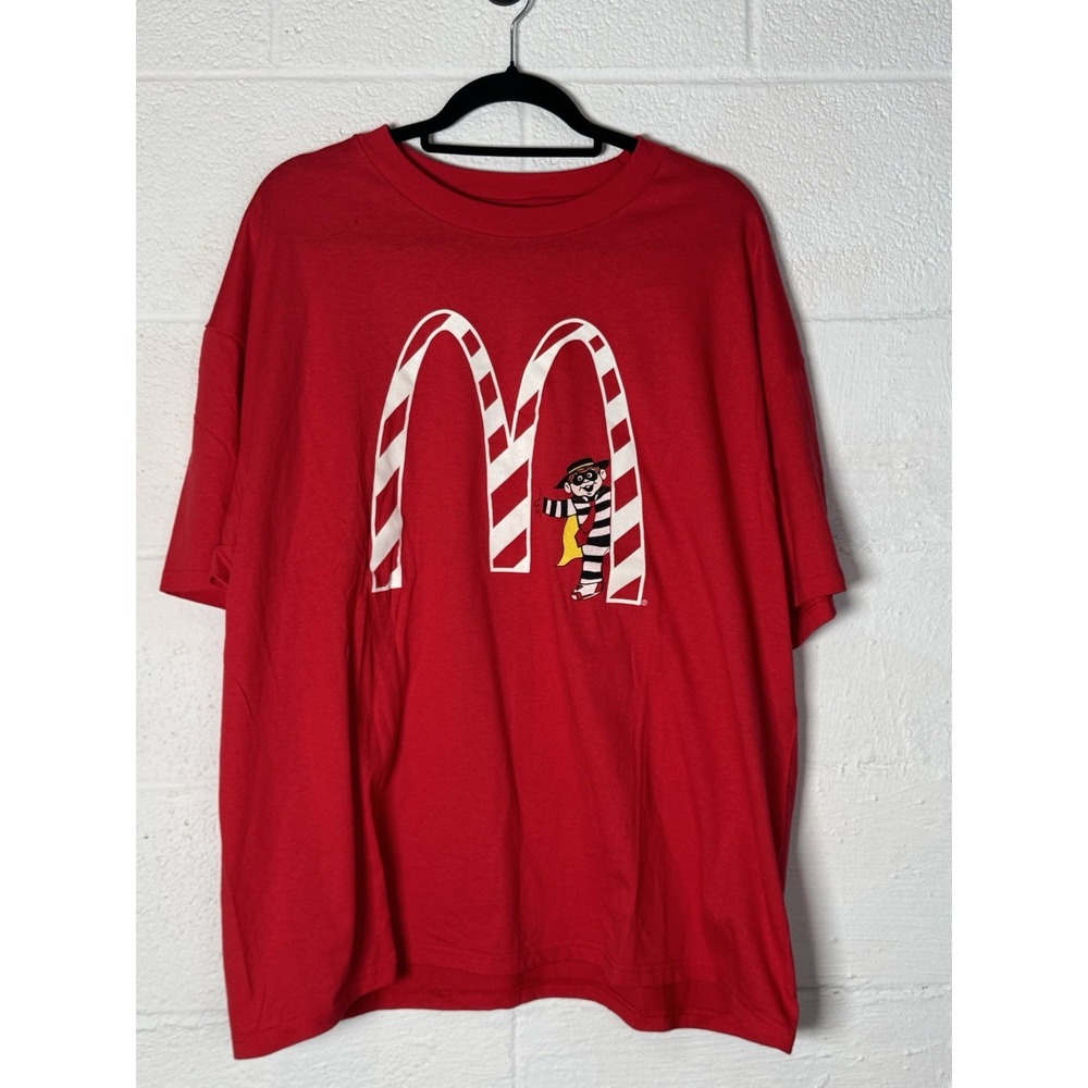 Vintage 90s McDonald's Hamburglar Candy Cane Arch Red‎ T-Shirt Hanes XXL RARE